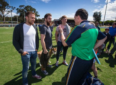 Ciaran Sheehan, Zach Tuohy and Ciaran Byrne with Irish International Rules manager Paul Earley last year.