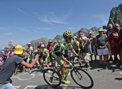Stage winner Rafal Majka climbs the Col du Tourmalet.