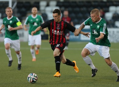 Crusaders' Paul Heatley on the ball during his side's Champions League qualifier against FC Levadia in Belfast last month.
