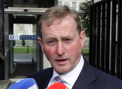 Enda Kenny outside Government Buildings this morning