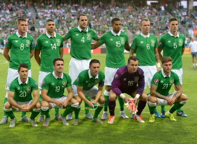 The Irish team line out for tonight's match.