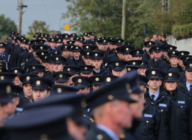 Gardaí at the State funeral of Garda Tony Golden in Blacktock, county Louth, last week.