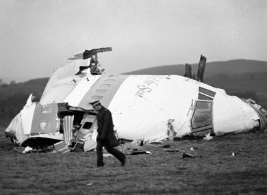 File 1988 photo of the wrecked nose section of the Pan-Am Boeing 747 in Lockerbie, near Dumfries.