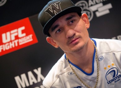 Max Holloway speaking to the press in Dublin.