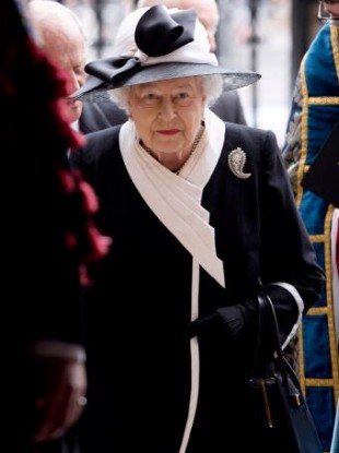 Queen Elizabeth arriving for the Service of Commemoration at Westminster Abbey, London to mark the centenary of the Gallipoli campaign and Anzac Day.