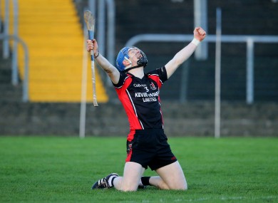 An ecstatic Rory Jacob greets the final whistle.