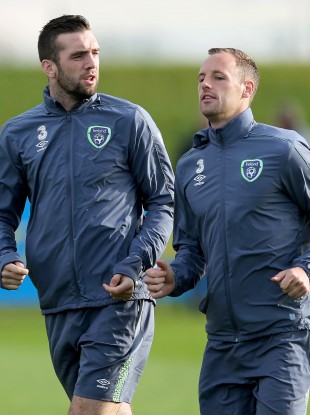 Meyler, right, came out of this morning's training session.