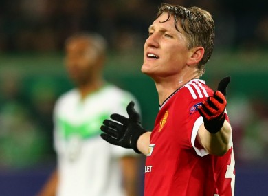 Bastian Schweinsteiger in action against Wolfsburg.