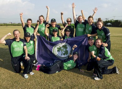 Ireland celebrate their win over Scotland today.