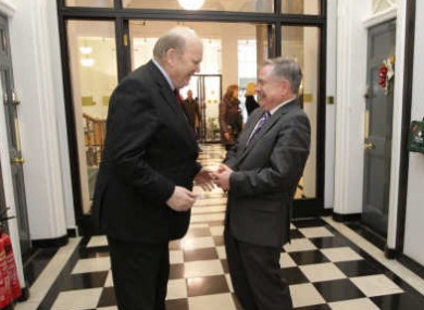 Minister for Finance Michael Noonan and Minister for Public Expenditure and Reform Brendan Howlin in the Department of the Finance.