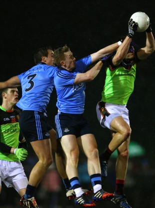 Dublin's Tomas Brady and Ciaran Reddin with William Young of IT Carlow.