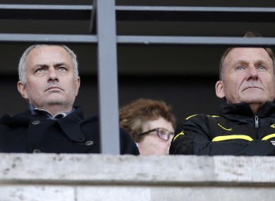 Jose Mourinho pictured at tonight's game.