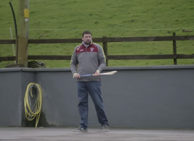 Steve Harmison has a puck about.