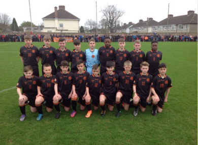 The St Kevin's Boys team line out ahead of their participation in the Academy Cup.