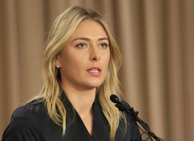 Tennis star Maria Sharapova speaks during a news conference in Los Angeles on Monday after admitting she failed a drugs test.
