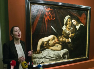 Julie Ducher, French expert specialising in Old Masters paintings, talks to the media in Paris
