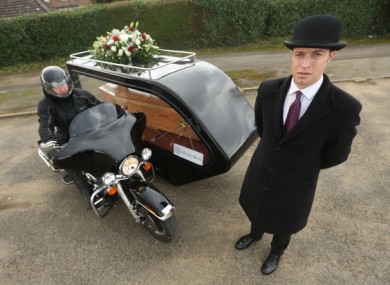 The Harley-Davidson hearse introduced by Massey Bros. last year for motorbike lovers.