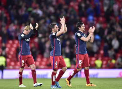 Atleti trio Koke, Fernando Torres and Stefan Savic (file photo).