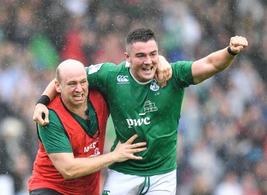 Munster's Kelvin Brown celebrates at the final whistle.