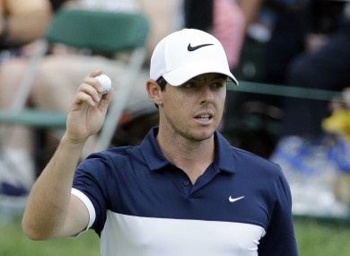 Rory McIlroy, of Northern Ireland, acknowledges the patrons after his round during the final round of the Memorial golf tournament.