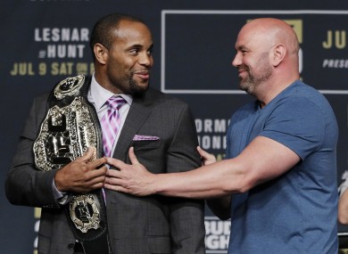 UFC light-heavyweight champion Daniel Cormier and UFC president Dana White at last night's UFC 200 press conference.
