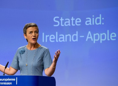 EU Competition Commissioner Margrethe Vestager speaking today.