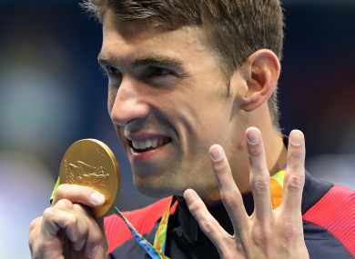 United States' Michael Phelps celebrates winning the gold medal in the men's 200-meter individual medley.