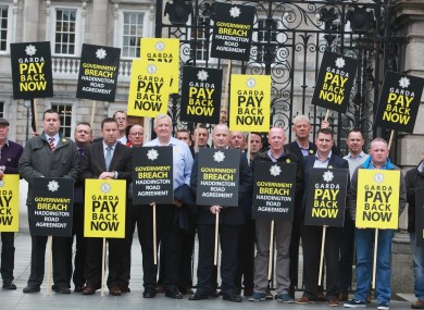 Members of the Garda Representative Association protesting outside Leinster House in June.