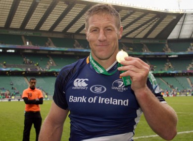 Brad Thorn shows off his Heineken Cup medal.