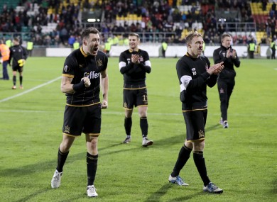 Brian Gartland and David McMillan celebrate the victory.
