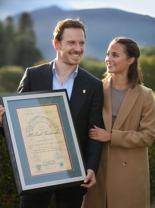 Michael Fassbender with Alicia Virkander.