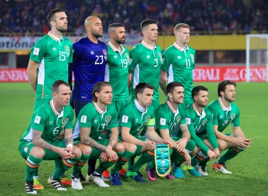 The Irish team pictured ahead of their game with Austria.