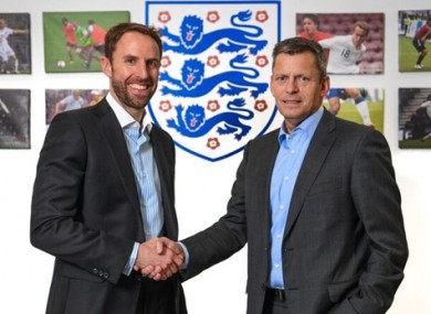 Southgate with FA CEO Martin Glenn.