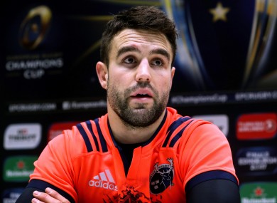 Conor Murray speaking to the media today at UL.