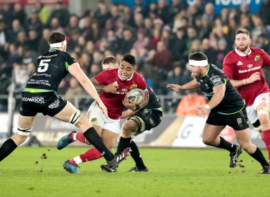 The incident in question happened 51 minutes into Munster's win at the Liberty Stadium.