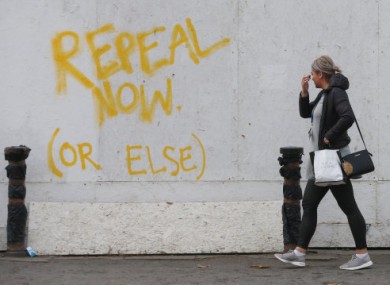 Graffiti on Pearse Street in Dublin calling for a referendum on the Eighth Amendment.