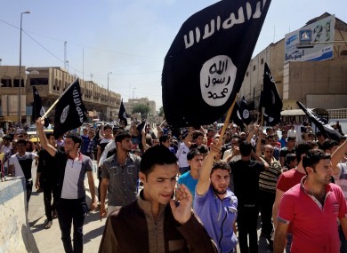 File photo of pro-IS demonstrators in Mosul.