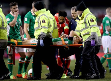 Coleman stretchered off during last night's game.