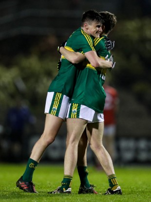 Champions: Sean O’Shea celebrates with Conor Geaney at the final whistle.
