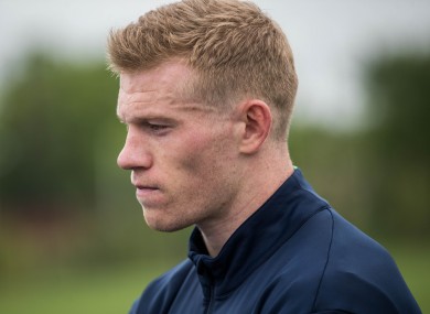 James McClean speaks to the media at the Republic of Ireland Press Briefing in New Jersey.