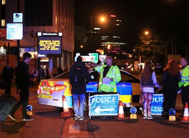 Emergency services at Manchester Arena following the blast.