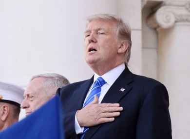 US President Donald Trump at Arlington National Cemetery.