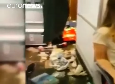 Some of the debris left after the turbulence.