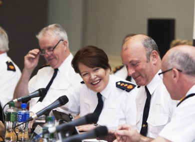 The Garda Commissioner and other senior officers at a Policing Authority meeting in April.