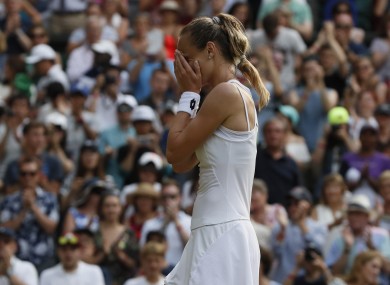 Slovakia's Magdalena Rybarikova celebrates her win.