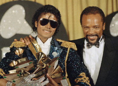 Michael Jackson with Quincy Jones at the 1984 Grammys, where Jackson scooped eight awards.