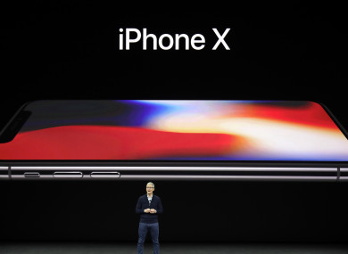 Apple CEO Tim Cook, announces the new iPhone X at the Steve Jobs Theater on the new Apple campus in California.