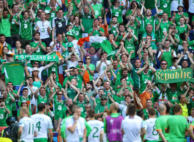 Ireland fans during Euro 2016.