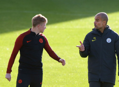 Kevin De Bryune and Pep Guardiola.