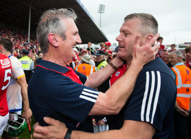 O'Sullivan celebrates with Kingston after the Munster hurling final.